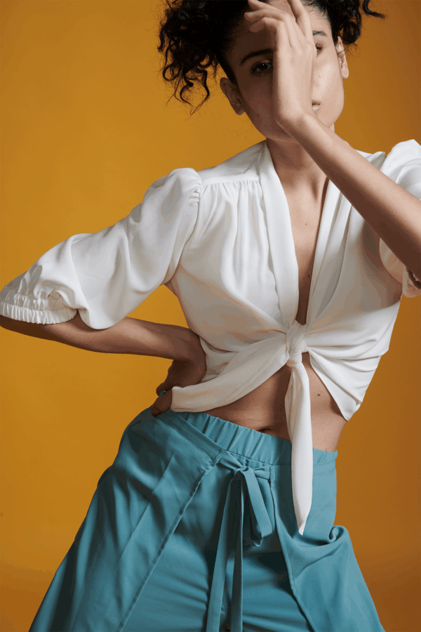 Ivory Front Tie Top