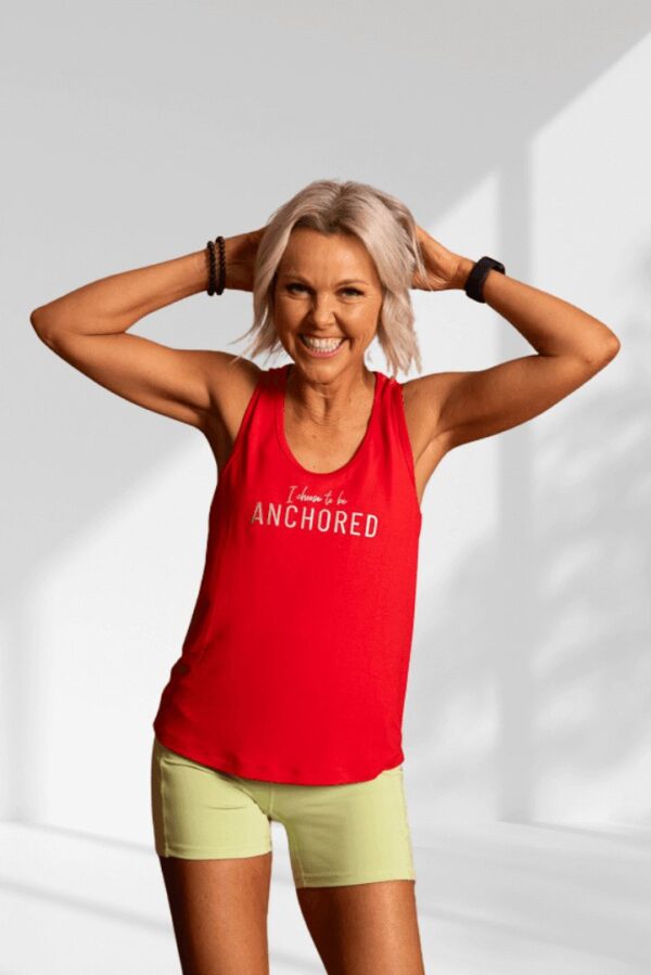 Anchored | Red women's sleeveless activewear top - Image 4