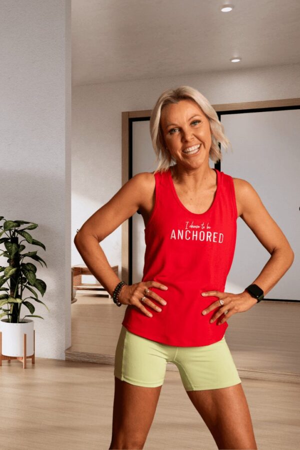 Anchored | Red women's sleeveless activewear top - Image 3