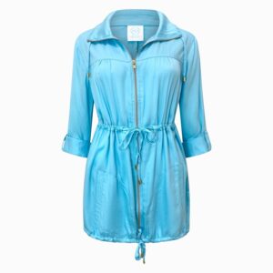 Aqua Blue Lightweight Parker Jacket - Keeping It Kool