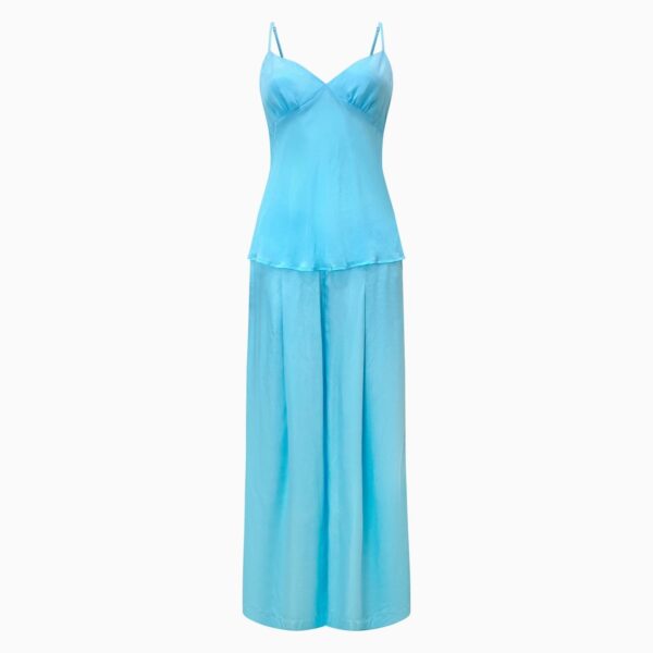 Aqua Blue Low Rise Culotte Pants - Desire - Image 4