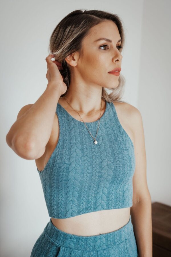 Atlanta Teal Knit Crop Top - Image 4
