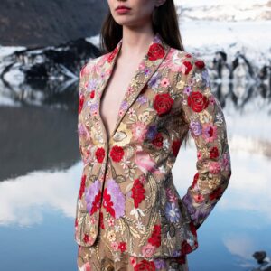 Multicolour Embroidered Floral Blazer
