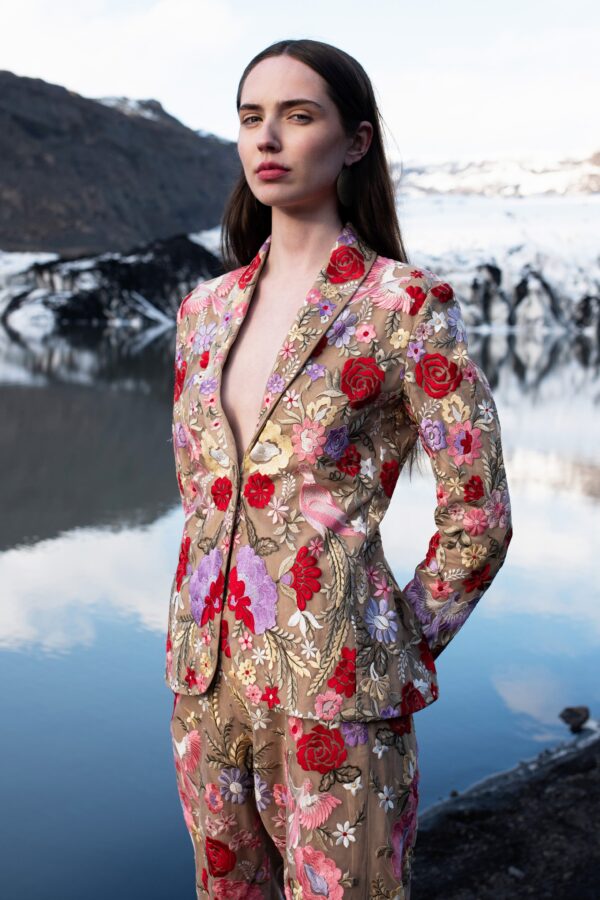 Multicolour Embroidered Floral Blazer