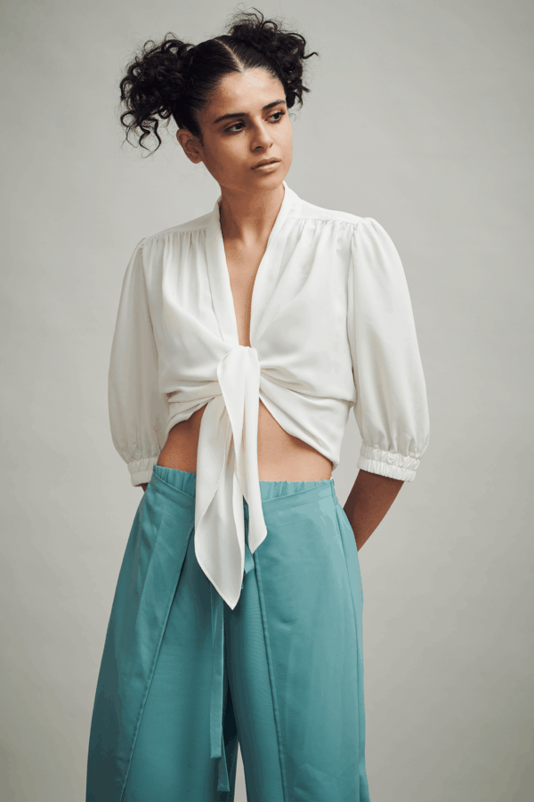 Ivory Front Tie Top - Image 3