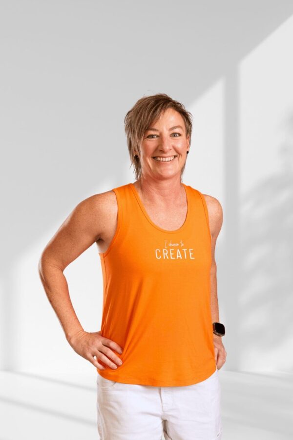 Create | Orange sleeveless activewear top for women