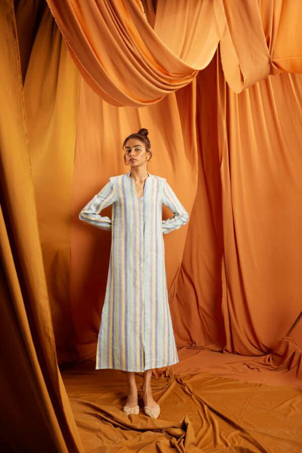 Multi Stripe Linen Shirt Dress