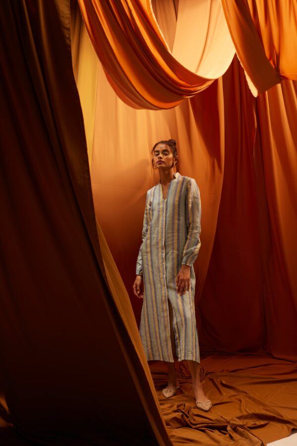 Multi Stripe Linen Shirt Dress - Image 12