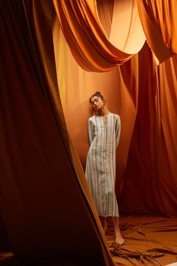 Multi Stripe Linen Shirt Dress - Image 13