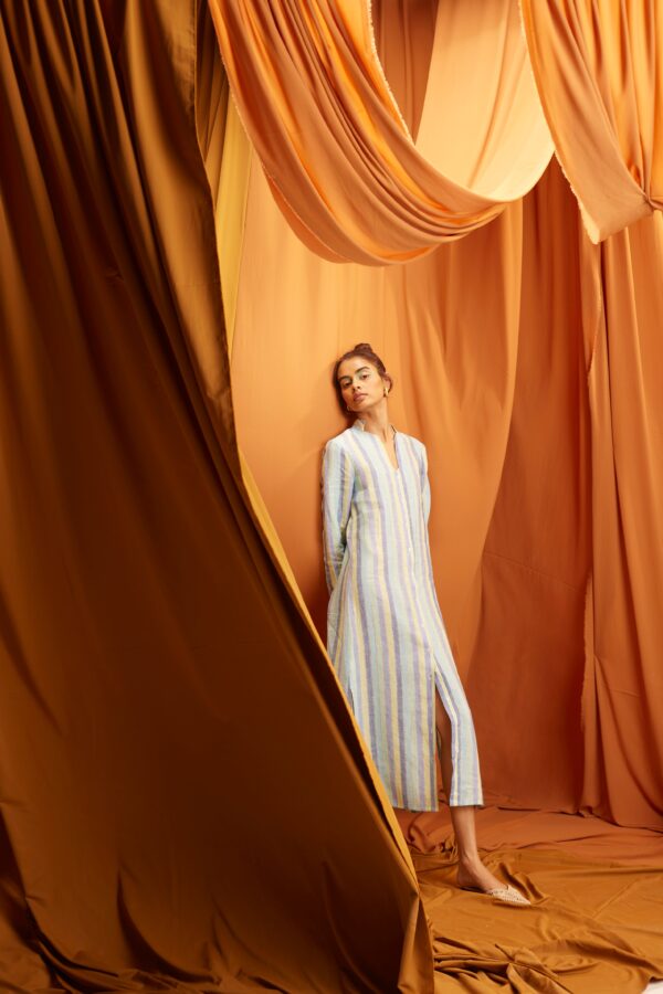 Multi Stripe Linen Shirt Dress - Image 14