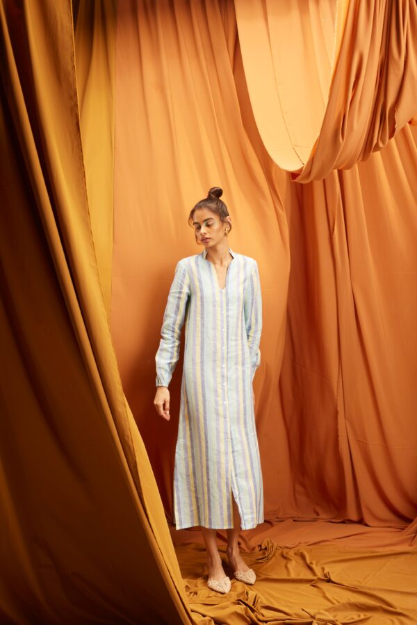Multi Stripe Linen Shirt Dress - Image 15