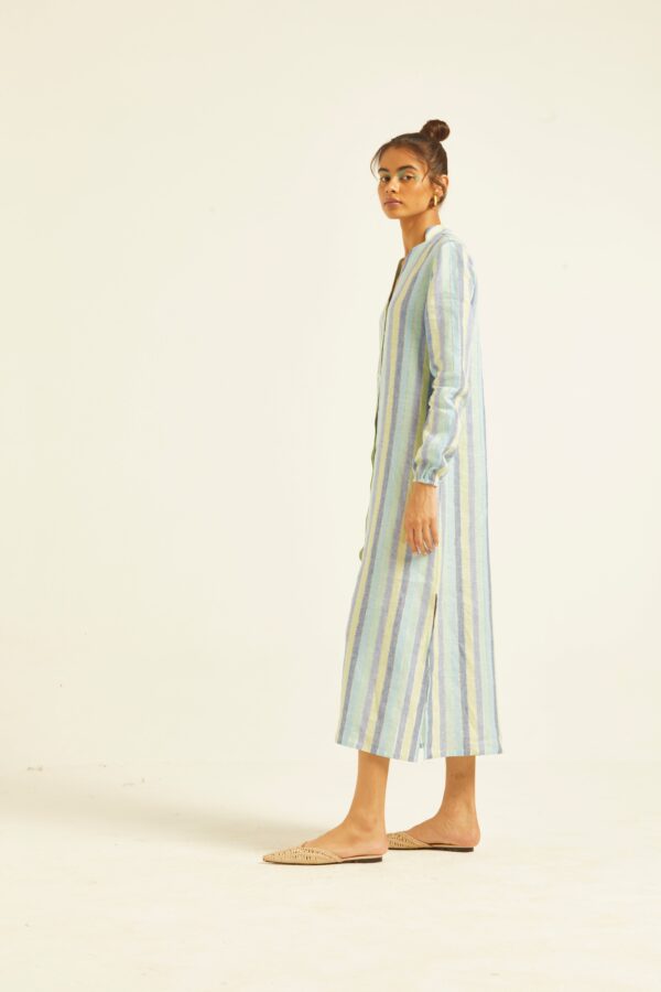 Multi Stripe Linen Shirt Dress - Image 4