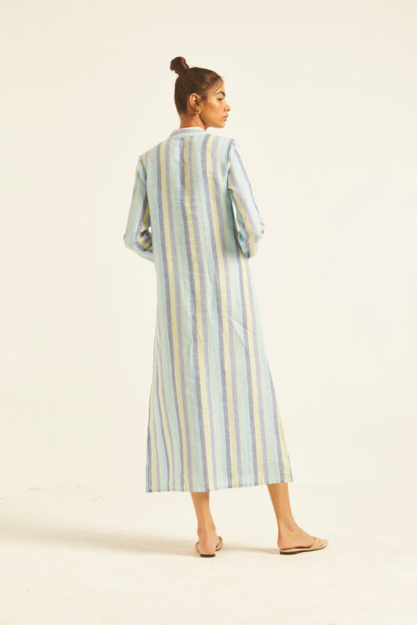 Multi Stripe Linen Shirt Dress - Image 18