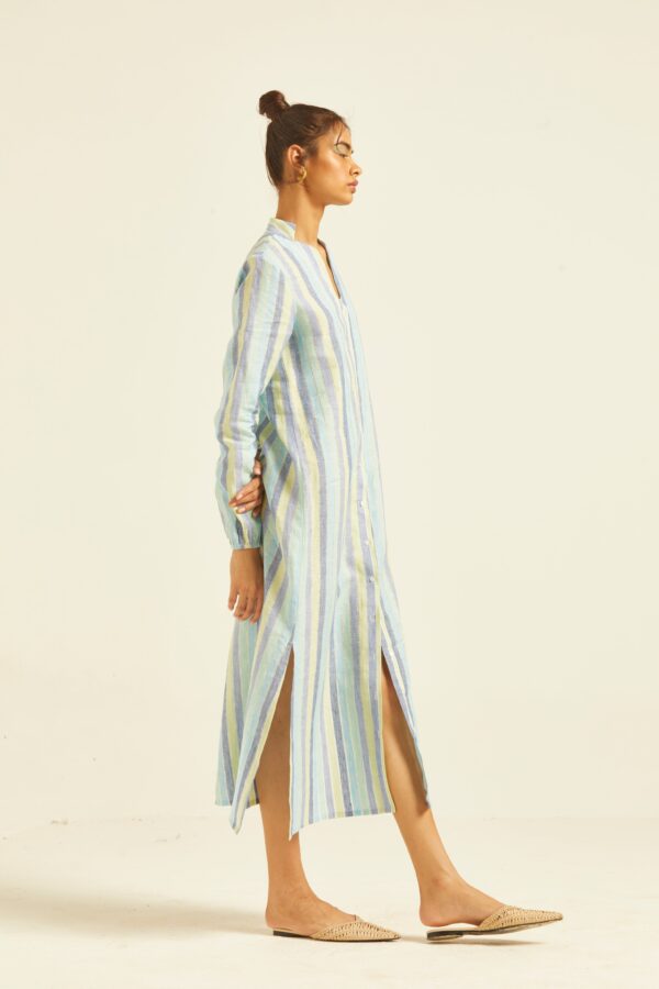 Multi Stripe Linen Shirt Dress - Image 20