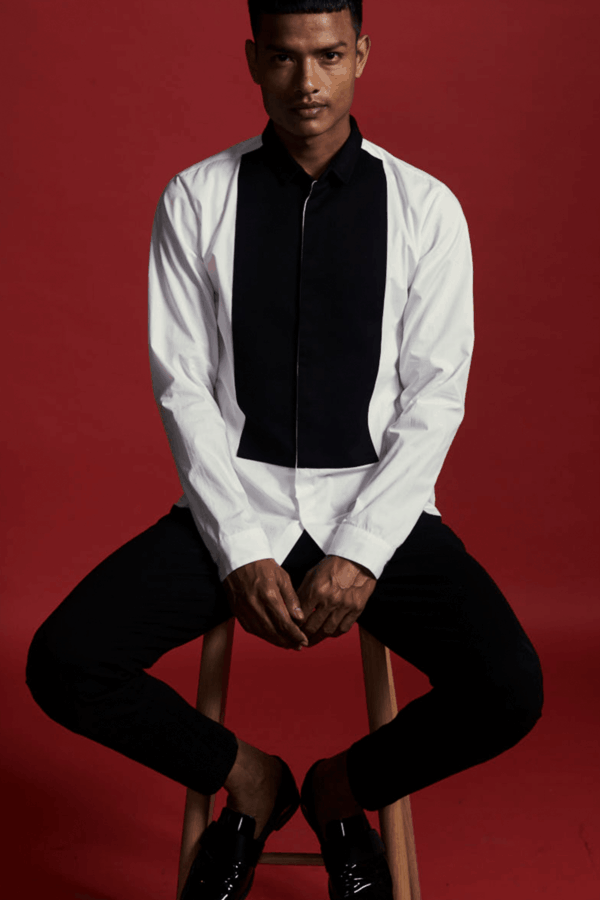 Contrast Tuxedo Shirt - Image 2