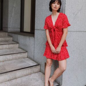 Ellen Dress Dotty Red in Modal