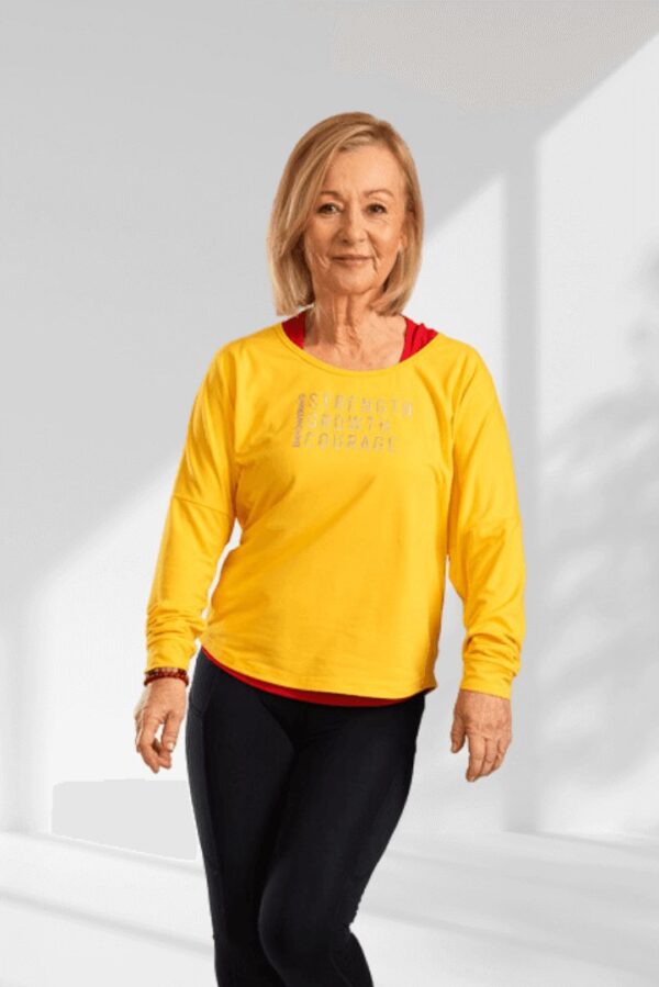 Empowering | Yellow long sleeve activewear top for women - Image 5