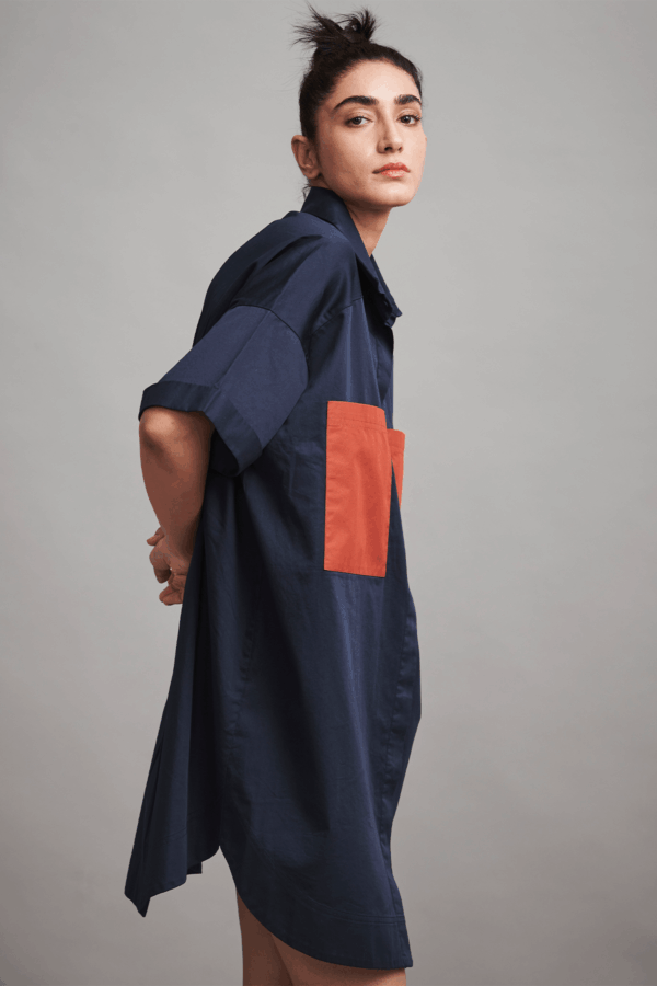 Contrast Pocket Shirt Dress - Image 4