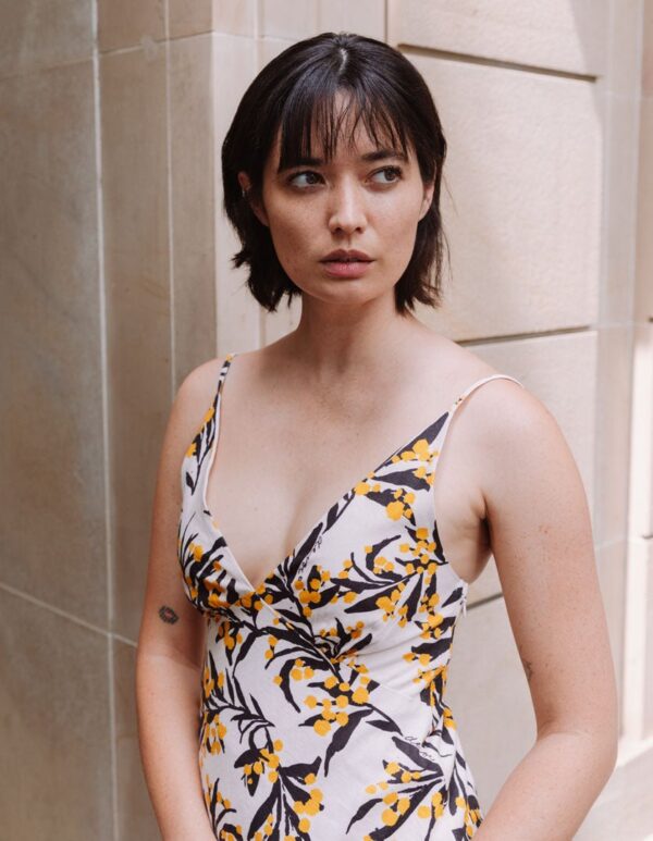 Hazel Dress Golden Wattles in Linen - Image 2
