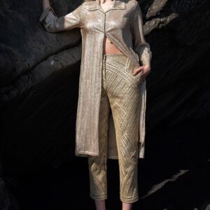 High Waisted Gota Embroidered Pant
