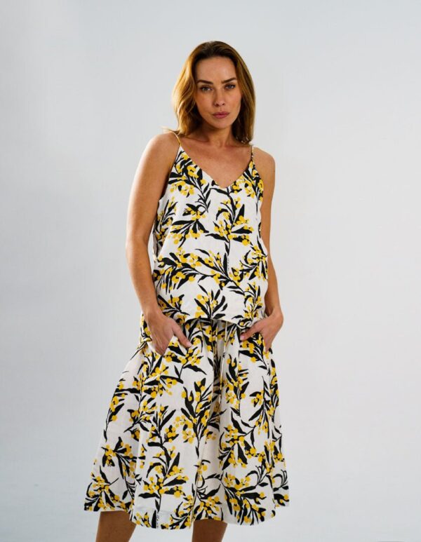 Kathleen Skirt Golden Wattles in Linen