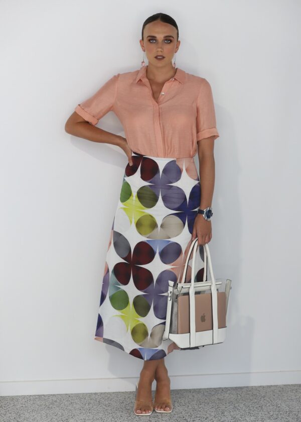 Linen Viscose 3/4 A-Line Printed Skirt Kaleidoscope - Image 4