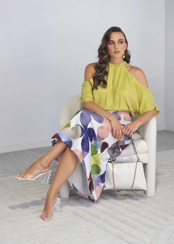 Linen Viscose 3/4 A-Line Printed Skirt Kaleidoscope - Image 3