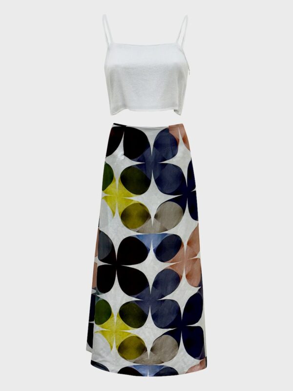 Linen Viscose 3/4 A-Line Printed Skirt Kaleidoscope