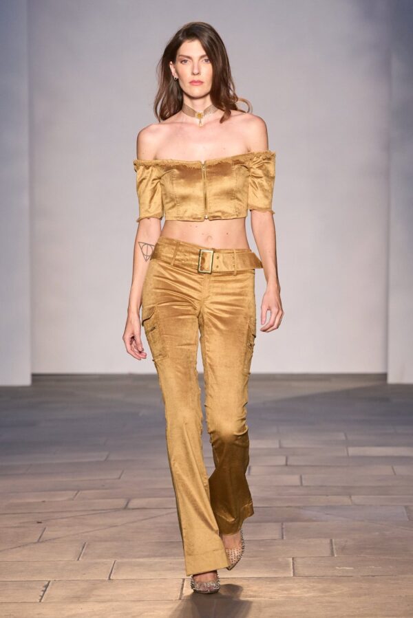 Low rise flared gold pants Nemesis - Image 3