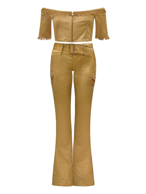 Low rise flared gold pants Nemesis - Image 2