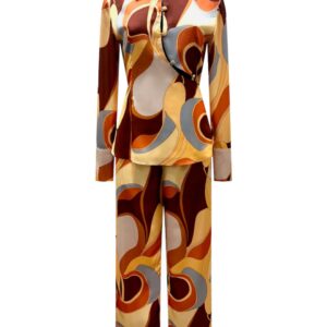 Marisa Retro Print Pants Suit