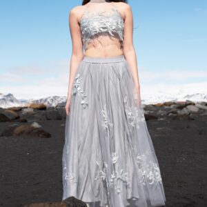 Ribbon Embroidered Maxi Skirt