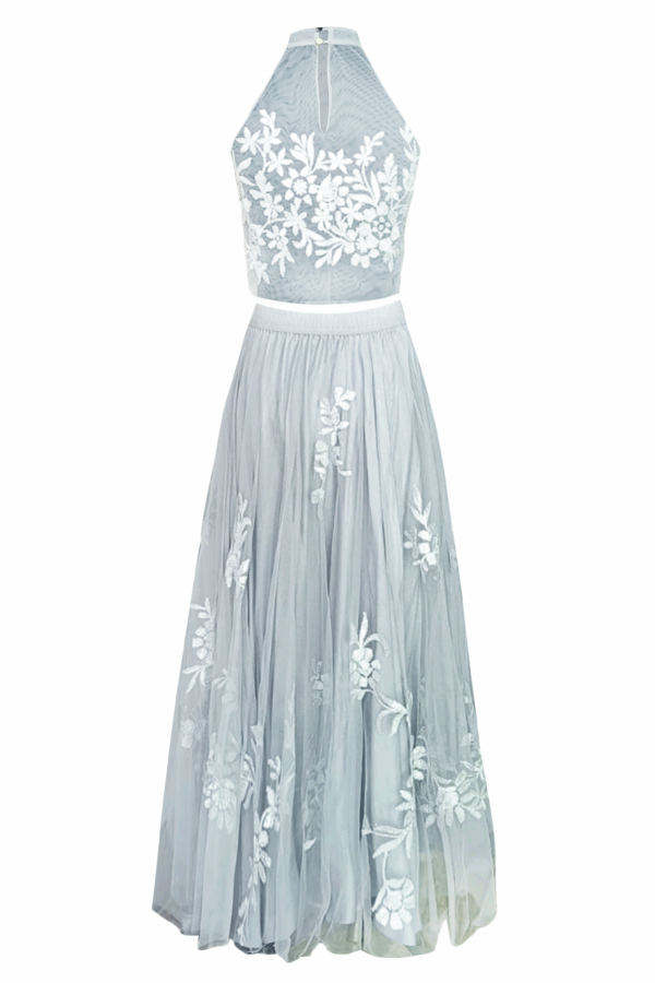 Ribbon Embroidered Maxi Skirt Set - Image 3