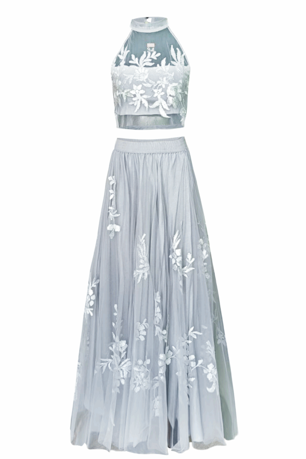 Ribbon Embroidered Maxi Skirt Set - Image 2