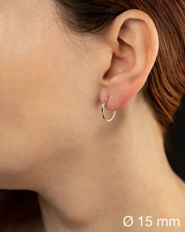 Silver Hoop Earrings - Sterling Silver 925 - Image 2