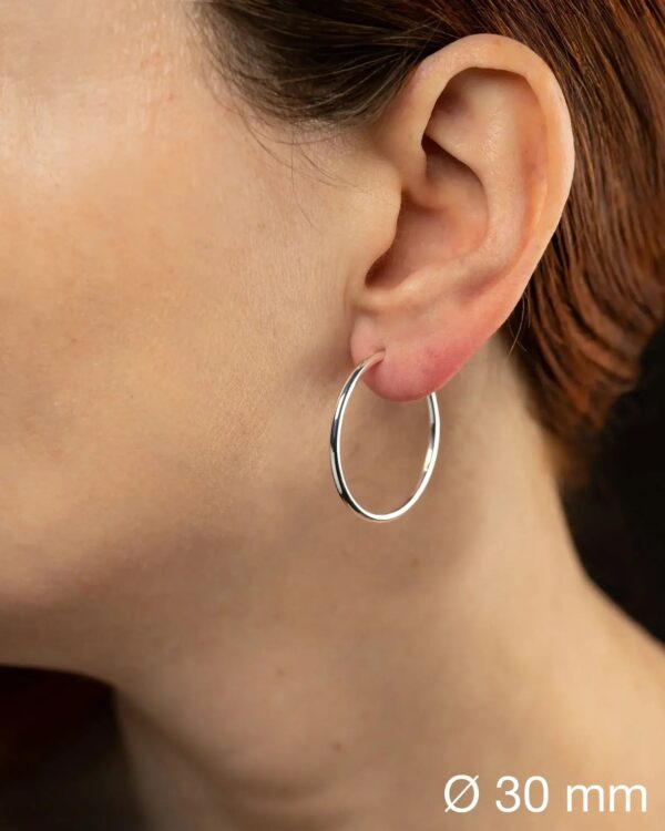 Silver Hoop Earrings - Sterling Silver 925 - Image 5