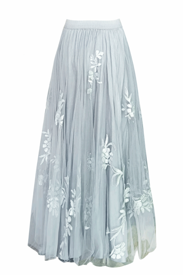 Ribbon Embroidered Maxi Skirt - Image 3