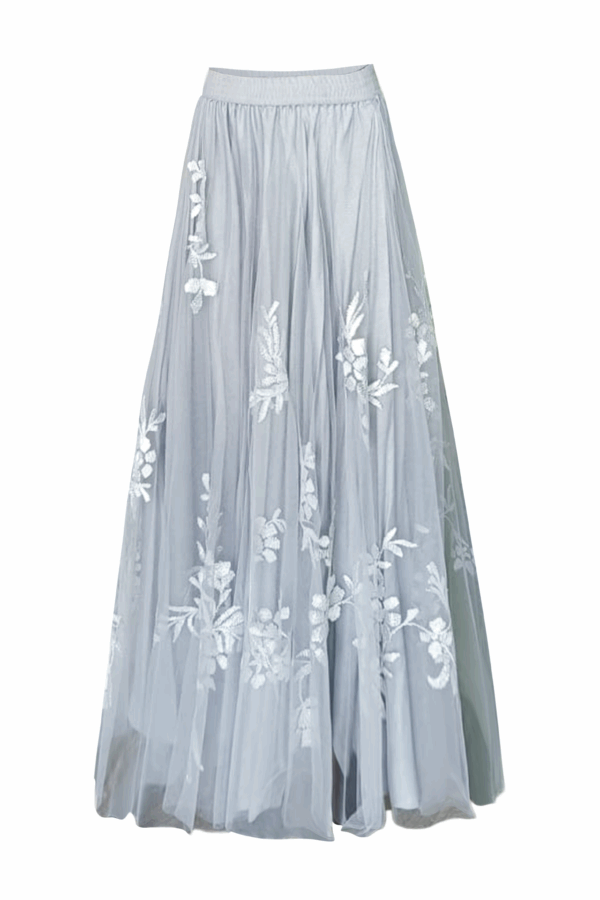 Ribbon Embroidered Maxi Skirt Set - Image 14