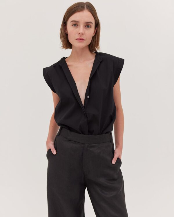 The Flat Fronted Tailored Pant | Black - Image 3