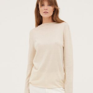 The Funnel Neck Top | Cream
