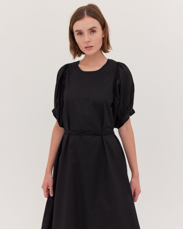 The Puff Sleeve Midi Dress | Black - Image 3