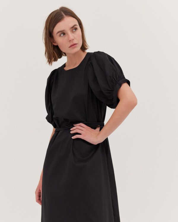 The Puff Sleeve Midi Dress | Black - Image 5