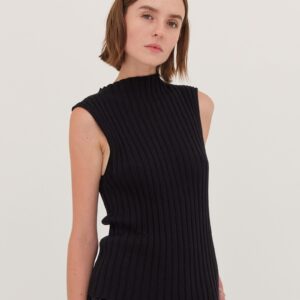 The Rib Funnel Neck Tank | Black