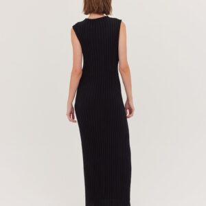 The Rib Funnel Neck Tank Dress | Black
