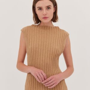 The Rib Funnel Neck Tank | Raffia