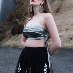 Draped Metallic Bandeau Top