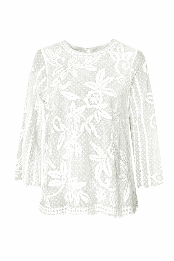 White Ribbon Embroidered Top - Image 2
