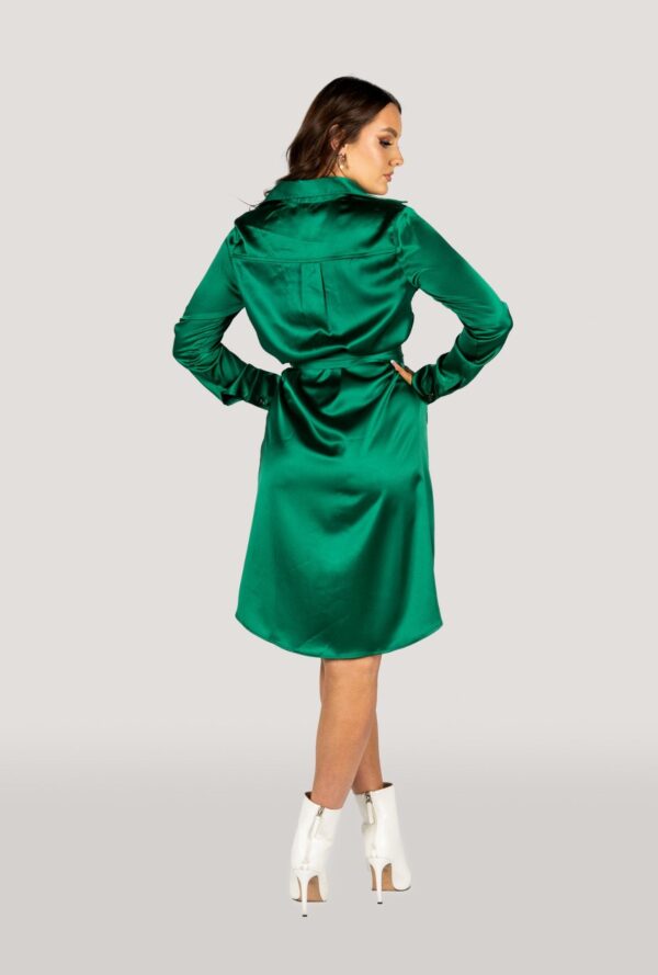 Why Mary Jackie Trench Coat Dress Emerald Green - Image 5
