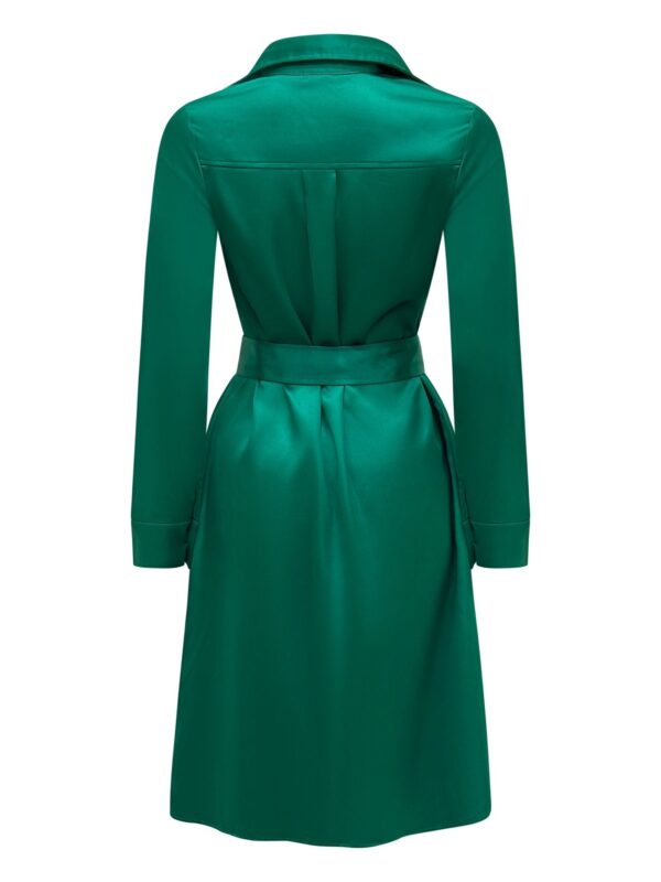Why Mary Jackie Trench Coat Dress Emerald Green - Image 2