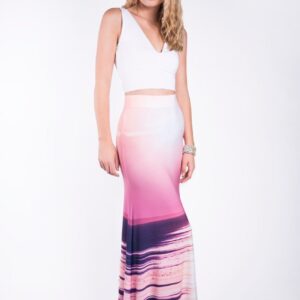Women's elegant Maxi Skirt with Angel sunset print